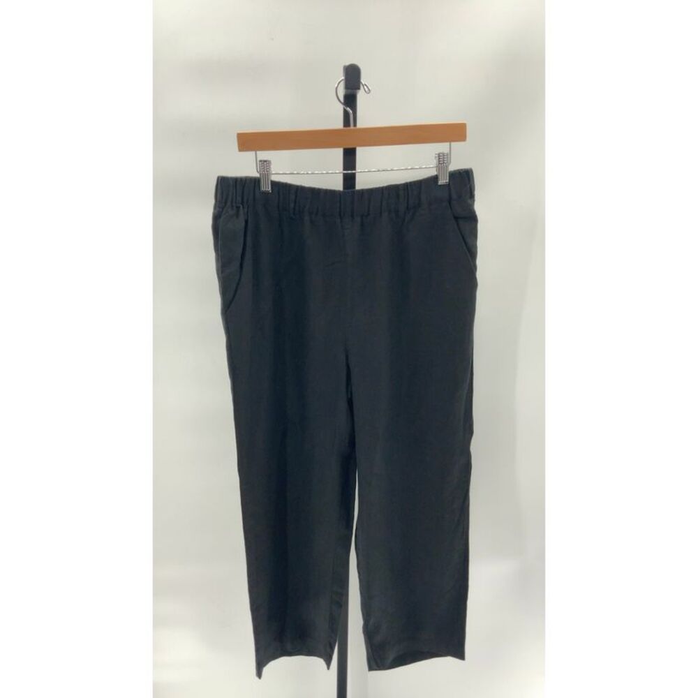 Quince Black Elastic Waist Straight-Leg Pants